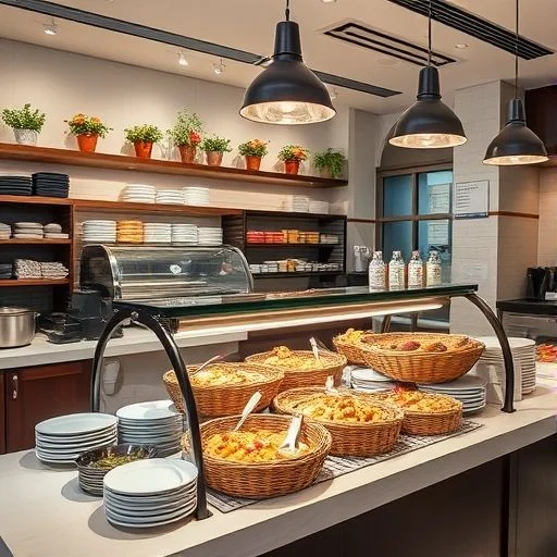 A beautifully composed, slightly overhead shot of an elegant restaurant interior corner, showcasing a set table.